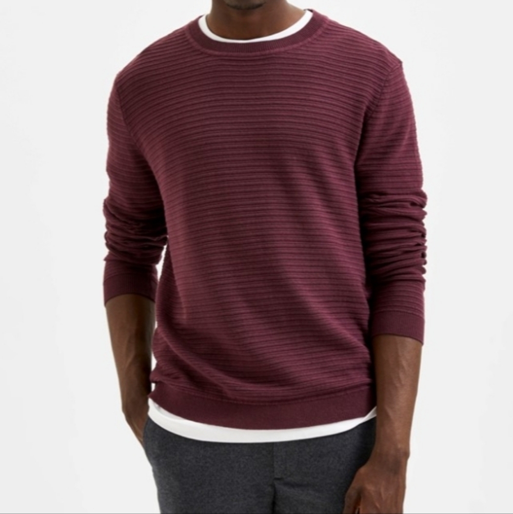 Selected Homme Men “Masei” Knit Crew Neck in Maroon Burgundy color size L - Picture 3 of 17